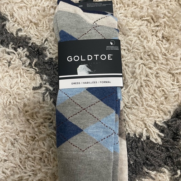 Gold Toe Other - Gold Toe Men's Argyle Dress Socks - Blue, Light Blue, and Gray